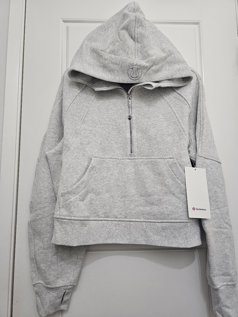 lululemon Scuba Oversized Light Gray Half-Zip Hooded Sweatshirt Size M/L - Picture 2 of 15